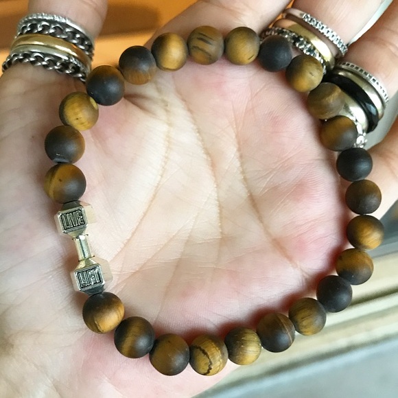 Genuine matte golden tiger eye barbell - Picture 5 of 7